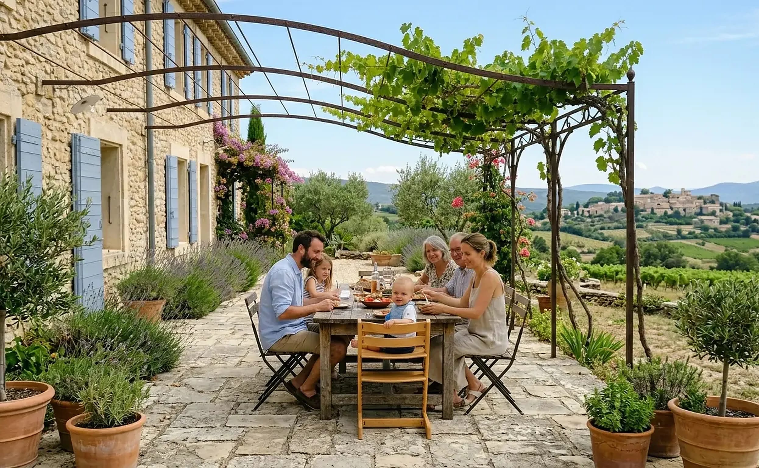Famille en vacances avec bébé en Provence